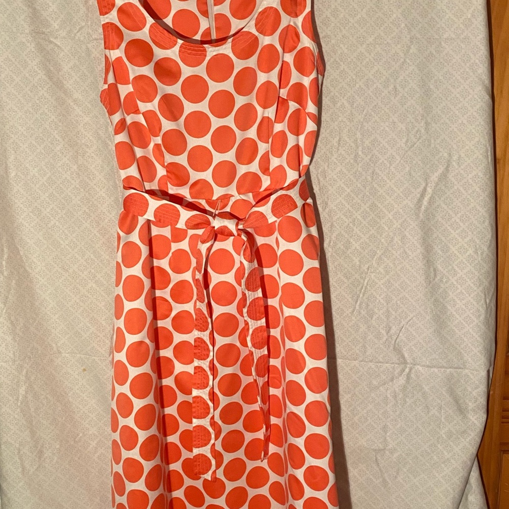 Cato Orange/White A-line Dress with Tie Belt Sz 6